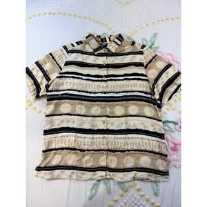 Alfred Dunner Button Down Shirt Abstract Print Short Sleeve Top 20W